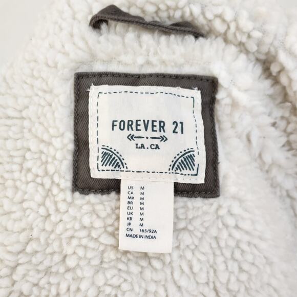 Olive Green Military Utility Parka Jacket with Sherpa Lining and Hood Medium - Picture 3 of 13